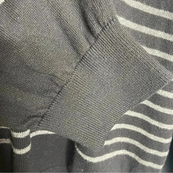 L.L. Bean Large Cotton Cashmere 1/4 Zip Pullover Sweater Size XL Black Gray - Picture 2 of 6